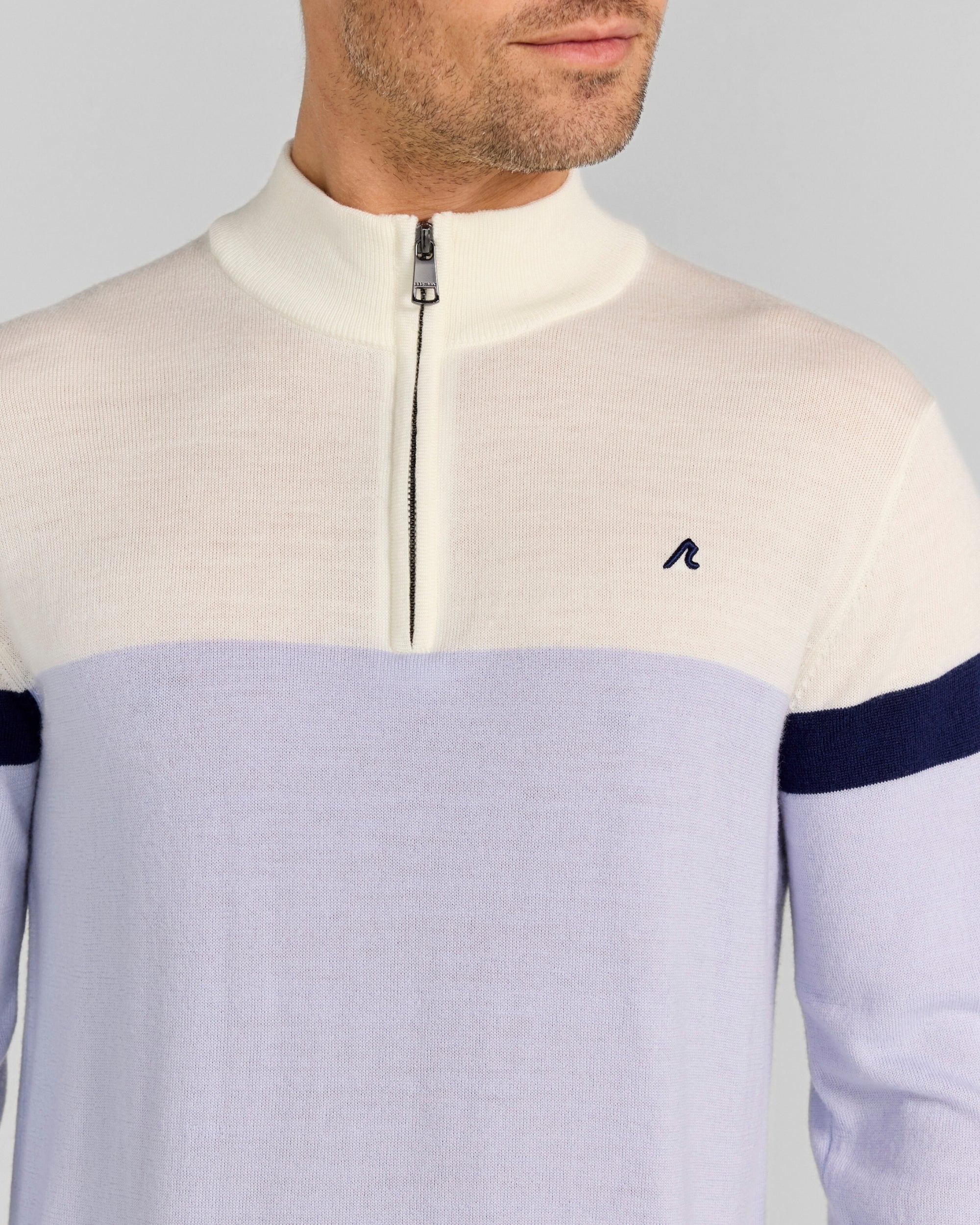 Monde Merino Quarter-Zip in Blue Lavender - Image 3